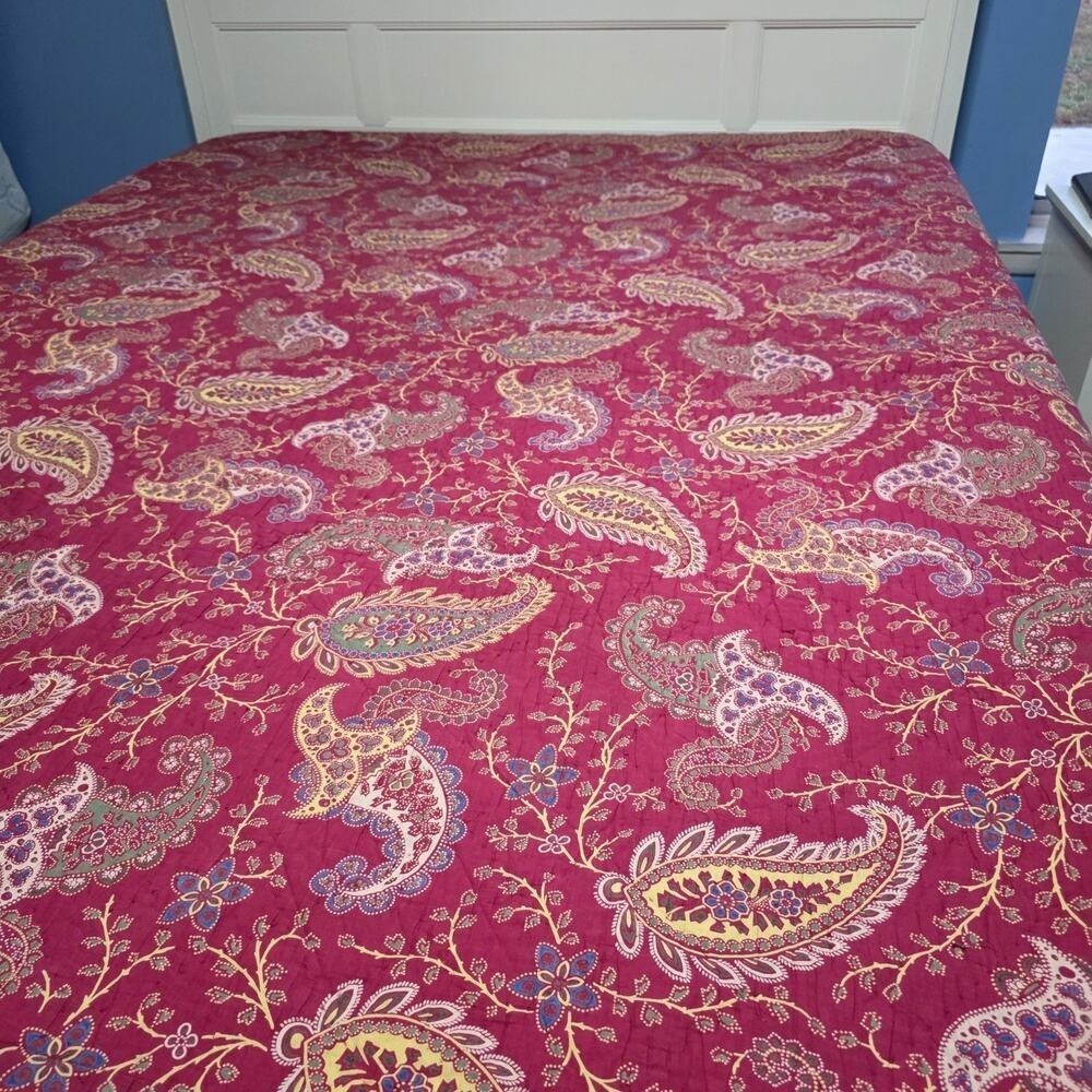 Noble Excellence Vintage Red Floral Patchwork Quilt King Size 108x94" - Picture 6 of 16